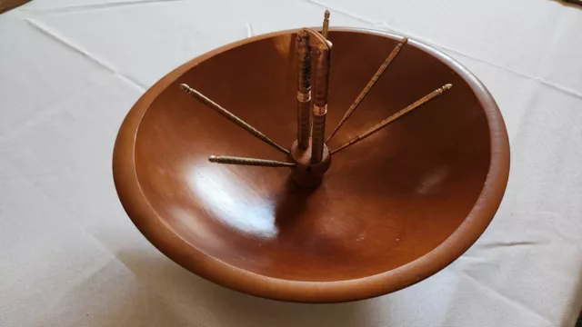 Beautiful Vintage Walnut Nut Bowl W/Cracker & Picks Tools Nutcracker Display