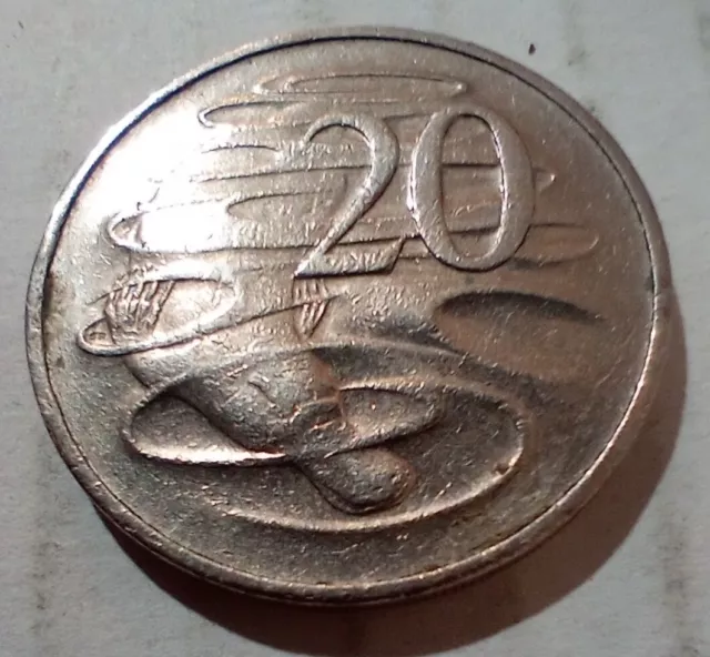 20 Cents 1981 Australia Coin Die Cud Error On Rim Obverse Platypus Elizabeth