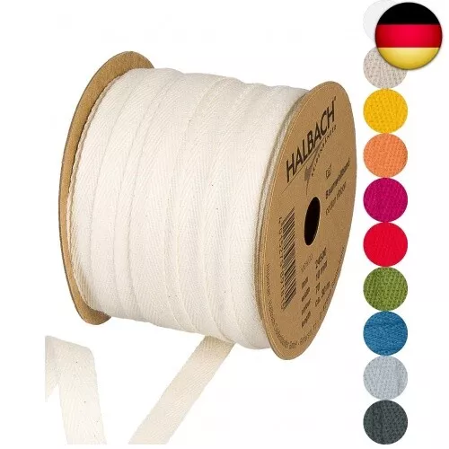 Baumwollband 10 mm x 30 m, Bänder zum Basteln als Meterware, Stoffband für D