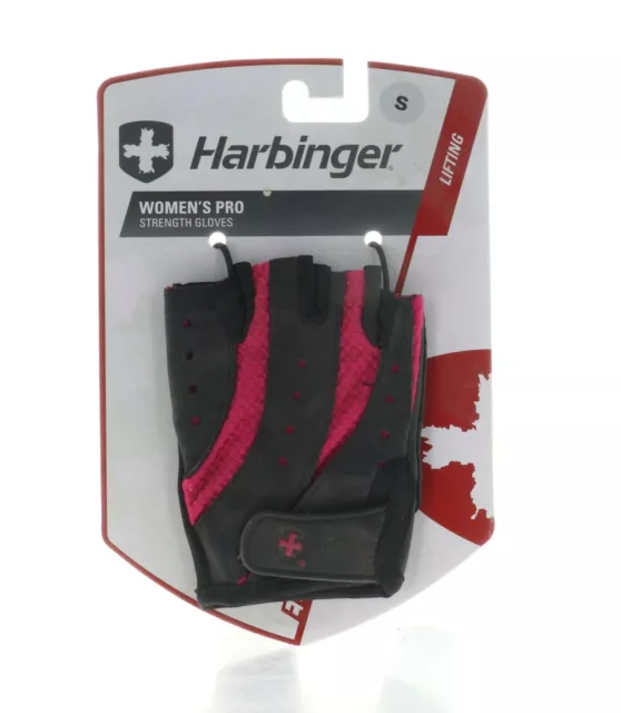 Harbinger leather Women's Pro STRENGTH GLOVES Lifting Gloves Black Pink Sise: S