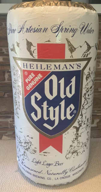 Vintage Old Style Large Beer Can Inflatable Blow Up Display 4' tall x 23"