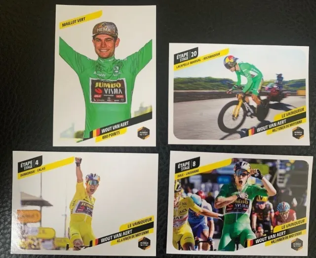 4 Stickers PANINI TOUR DE FRANCE 2022 - Wout VAN AERT (Jumbo Visma Cycling)