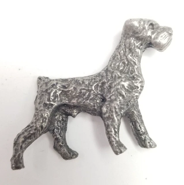 Vintage Little Silver Tone Dog Figurine, Schnauzer Shape, Detailed 3D Design