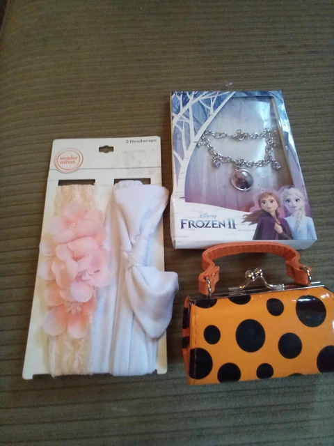 Girls  Accessories,  Lot of 3  - Bracelet FROZEN, Head wraps, Mini Purse, New