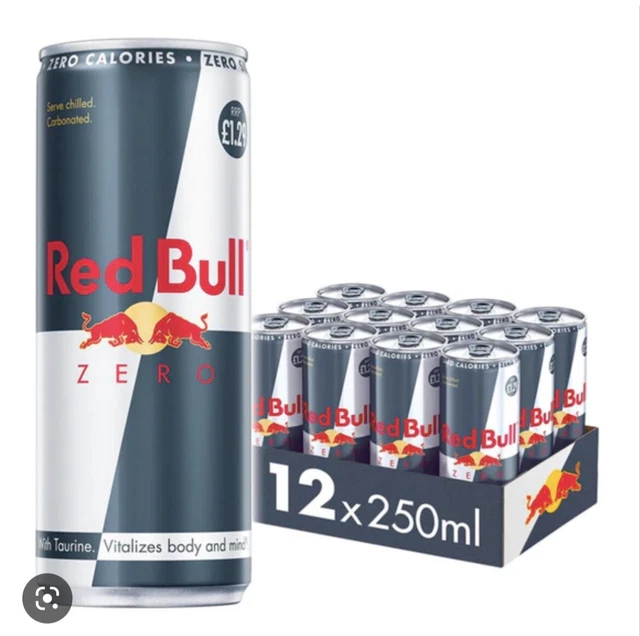 RED BULL ENERGY Drink Zero Zero Sugar Zero Carbs Drink 250ml,Carbonated