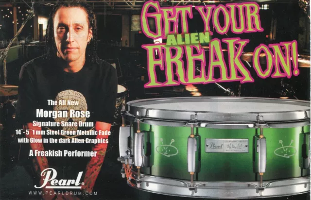 2008 small Print Ad of Pearl Morgan Rose Alien Freak Signature Snare Drum