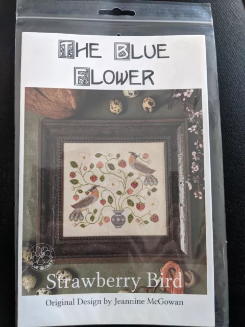 The Blue Flower- "Strawberry Bird" - Cross Stitch Chart