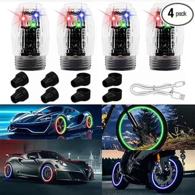 4PCS Auto Shining Bike Moto Wheel Tire Tyre Light Hub Lamp Air Valve Stem Y F0P0