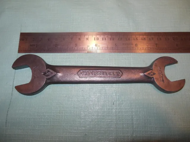 Vintage "Kraeuter Usa A2528" Open-End Wrench ~ 7/8 (1/2 Uss) & 25/32 (7/16 Uss)