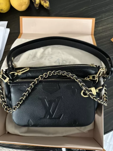 LOUIS VUITTON NEW Wave Multi Pochette Black Leather Shoulder Bag Handbag  Purse $2,329.00 - PicClick