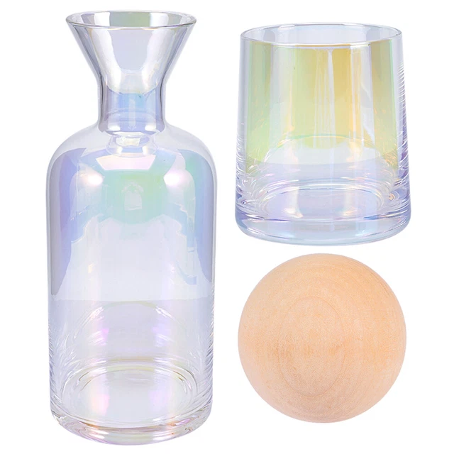 Juego de botellas de agua fría juego de platos jarras jarra de vidrio madera transparente