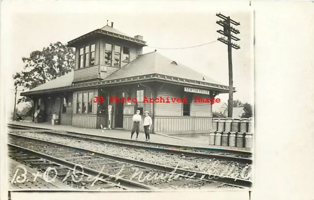 Depot, Ohio, Newton Falls, RPPC, Baltimore & Ohio Railroad, Photo