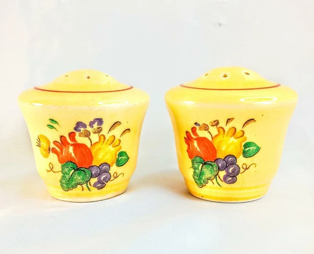 Vintage Hand Painted Floral Ceramic Salt & Pepper Shakers