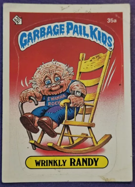 1985 Topps #35a Wrinkly Randy Garbage Pail Kids Sticker Poor Condition Marked