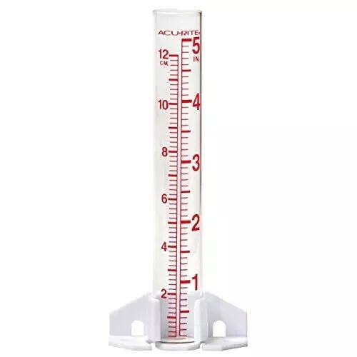 AcuRite 8.75" 5-inch Capacity Glass Rain Gauge - Clear {Free Shipping}-U.S.A