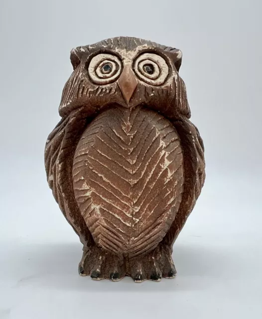 Retired Vintage Artesania Rinconada Pottery Brown Owl Figurine