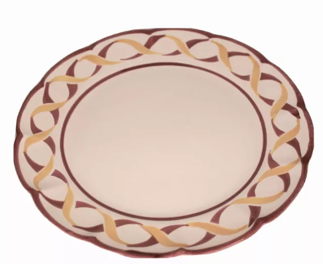 Pottery Barn Scalloped Yellow Red Lattice Rim 11.5" Dinner Plate Mexico