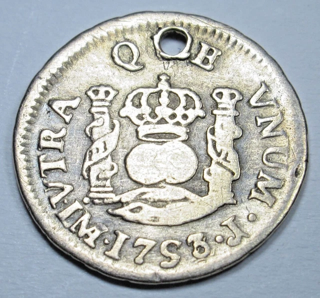 1753 Spanish Peru Silver 1/2 Reales Genuine 1700's Colonial Pirate Pillar Coin
