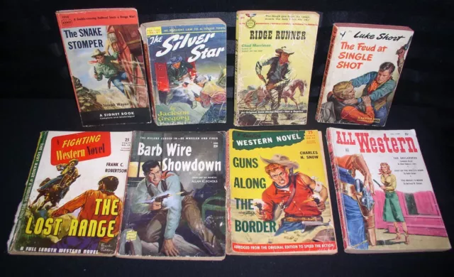 8x vintage Cowboy/Western Pulp & Paperback Books~Lot of Eight