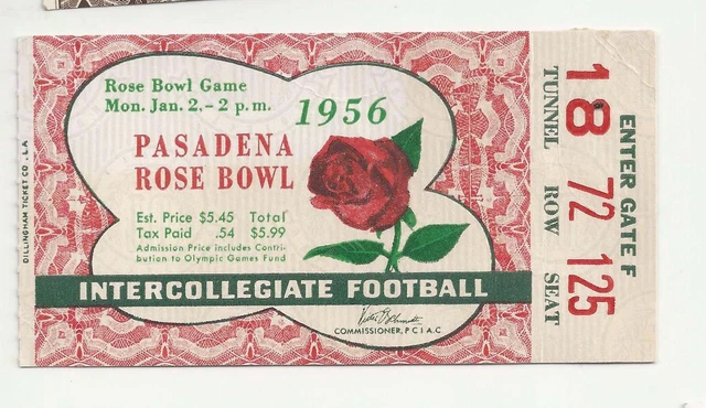 1956 Michigan State MSU vs UCLA  Rose Bowl football ticket stub Daugherty good