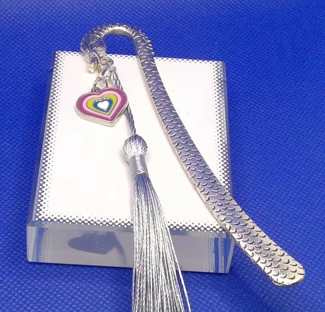 RAINBOW HEART +TASSEL Metal BOOKMARK FREEPOST Gift Box READERS MUM DAD LOVE XMAS