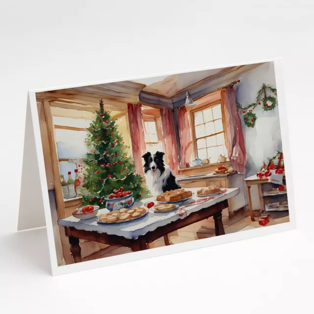 Border Collie Christmas Cookies Greeting Cards Envelopes 8 Pack DAC3742GCA7P