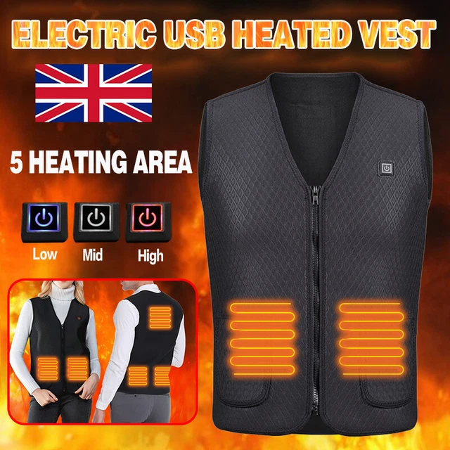 USB Electric Heated Vest Warm Gilet Winter Jacket Women Men Heating Thermal Coat