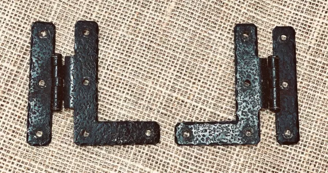 Vintage Farmhouse Colonial Hammered Wrought Iron “HL” Hinge 3/8” offset $15/pair