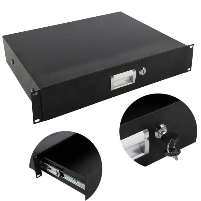 19 " Rack Mount 2U Locke  Drawer Audio DJ Server Rack Storage Cabinet with Keys