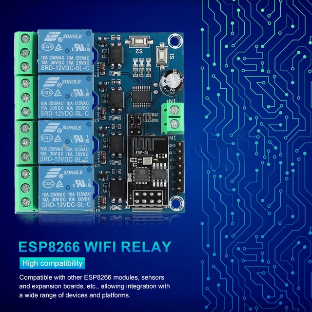 WIFI RELAY MODULE 5V/12V ESP8266 WiFi Control Relay Board for Arduino ...