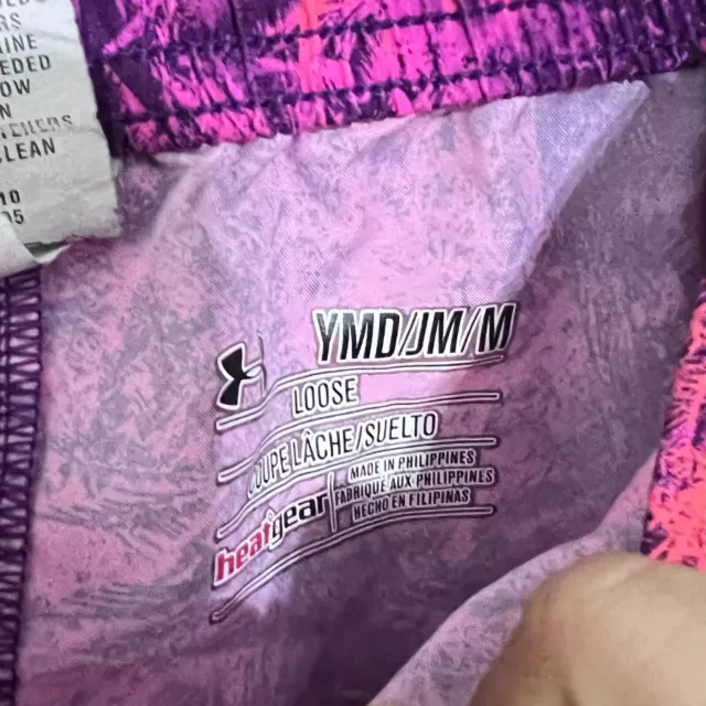 Under Armour Girls Athletic Bottoms Shorts Size Ymd/Jm/M Pink Acid Wash Heatgear 3