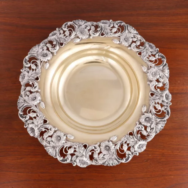 Gorham American Aesthetic Sterling Silver Parcel Gilt Center Bowl #A1231 Poppies