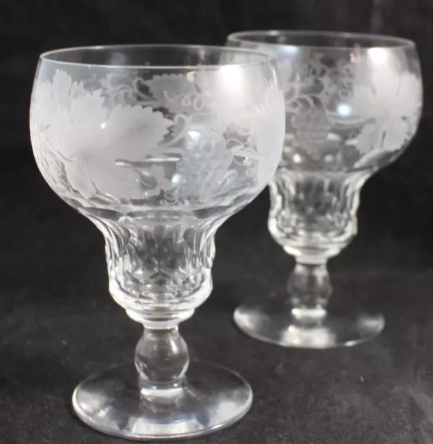 Val St Lambert Verre Vignes Ensemble De 2 Eau Verres