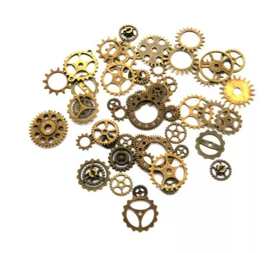 50 engrenages rouages steampunk bronze grand lot montre pendentif breloque