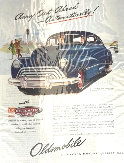 Vintage OLDSMOBILE Away Out Ahead Hydra Matic   1946 Magazine Print Ad W73
