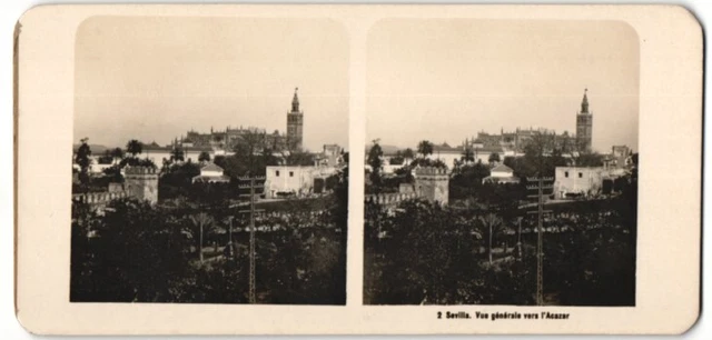 Stereo-Fotografie Fotograf unbekannt, Ansicht Sevilla, Vue generale vers l´Alca