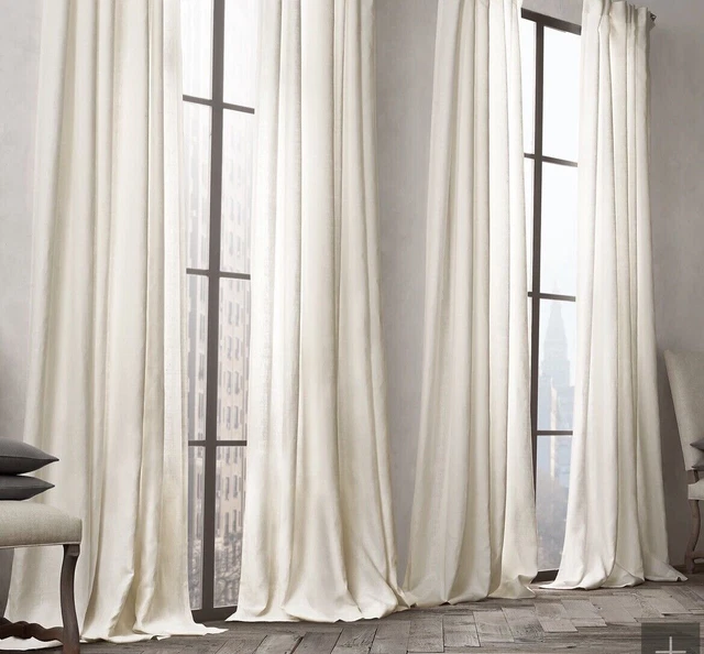 RH Restoration Hardware Belgian Opaque Linen Rod Pocket Curtain Panel 108” WHITE RH Restoration Hardware Belgian Opaque Linen Rod Pocket Curtain Panel 108” WHITE
