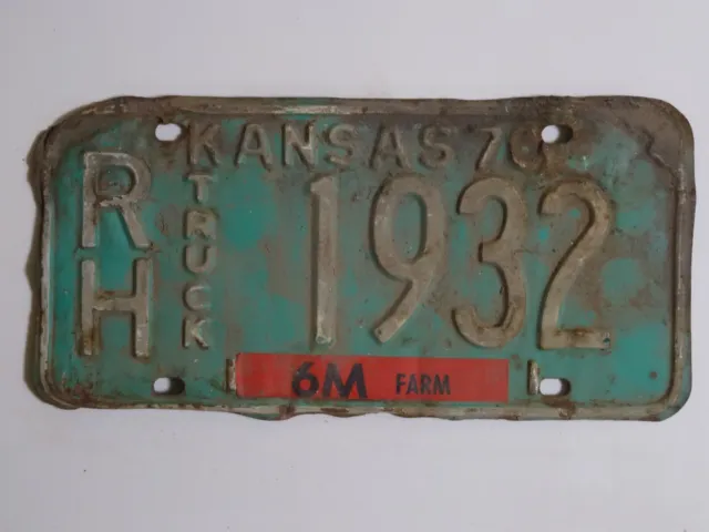 1970 Kansas RH TRUCK 1932 License Plate / American Number Plate