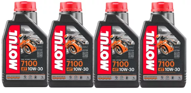 Huile de Moteur Moto MOTUL 7100 4T 10W30 100% Synthétique Ester MA2 - 4 Litres