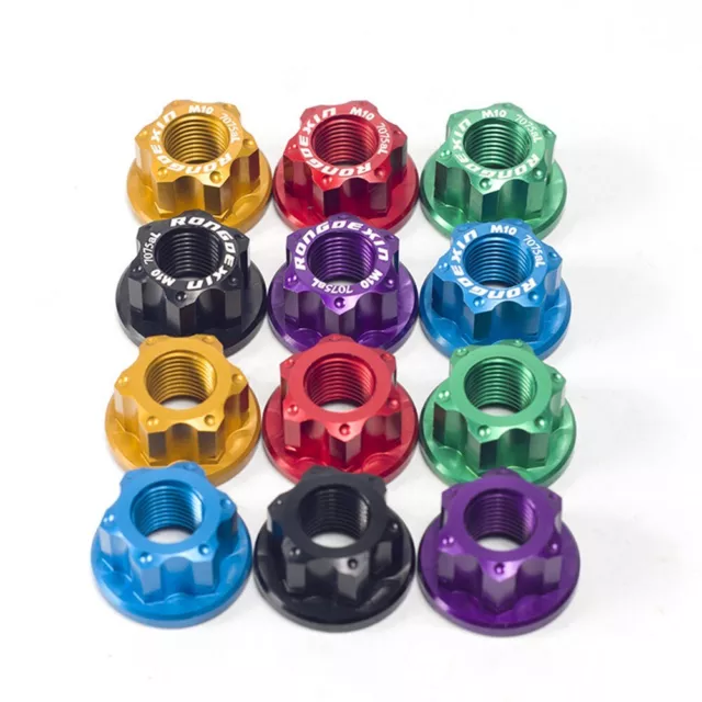 Black Red Blue Gold Green Purple Kids Bike Rear Wheel Nut M10x1 0 Set of 2