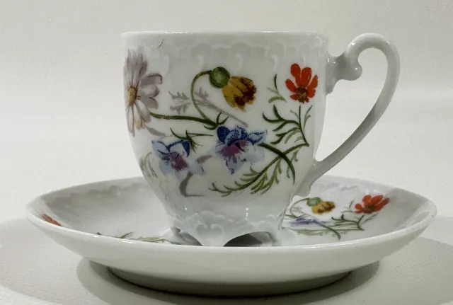 Vintage Königl. pr. Tettau Sammeltasse Blume Design Mokka Tasse Porzellan DF25