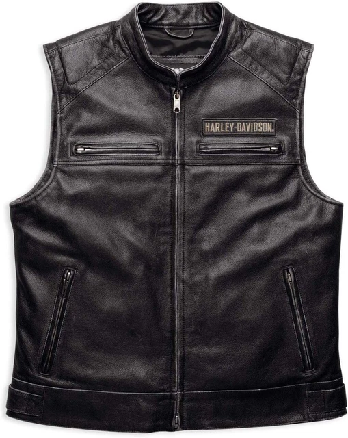 Gilet Harley Davidson Café Racers fatto a mano in pelle nera H-D da regalo
