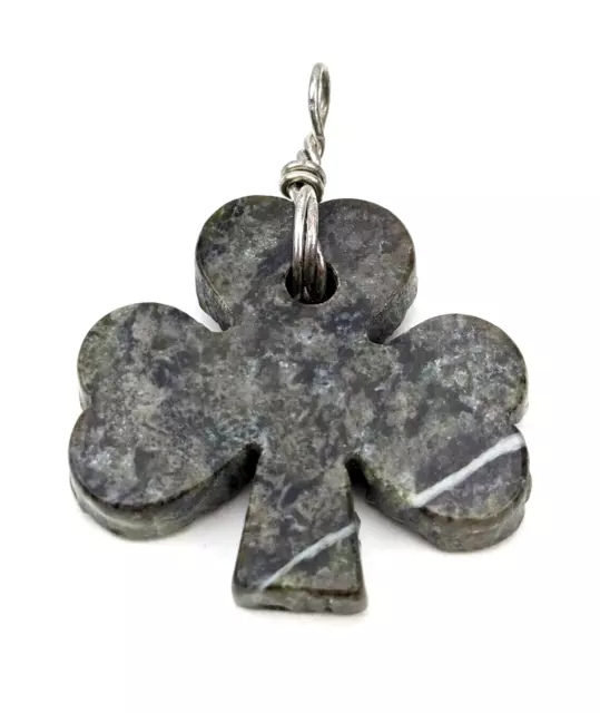 Connemara Marble Irish Celtic Shamrock Hand Cut Natural Stone Pendant 1.5"   #A2