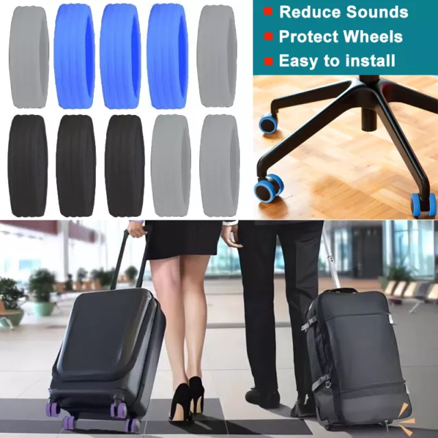 10/20PCS Luggage Wheel Cover Silicone Reduce Noise Protector Wheels Caster Shoes