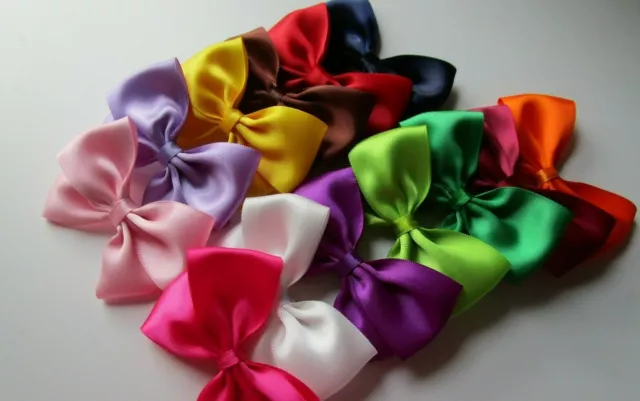 Large 9 cm Self Adhesive Satin Bows Pre -Tied Sticky Ribbon Bow Wedding Craft UK