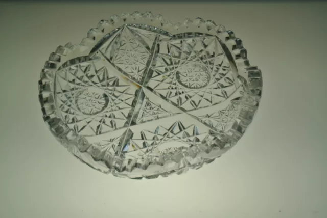 Vintage American Brilliant Cut Glass Hobstars and Stars Design Bowl