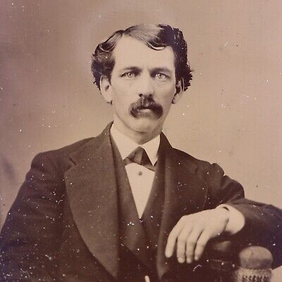 Antique 1860's Civil War Era Tintype Photo Distinguished Gentleman Mustache