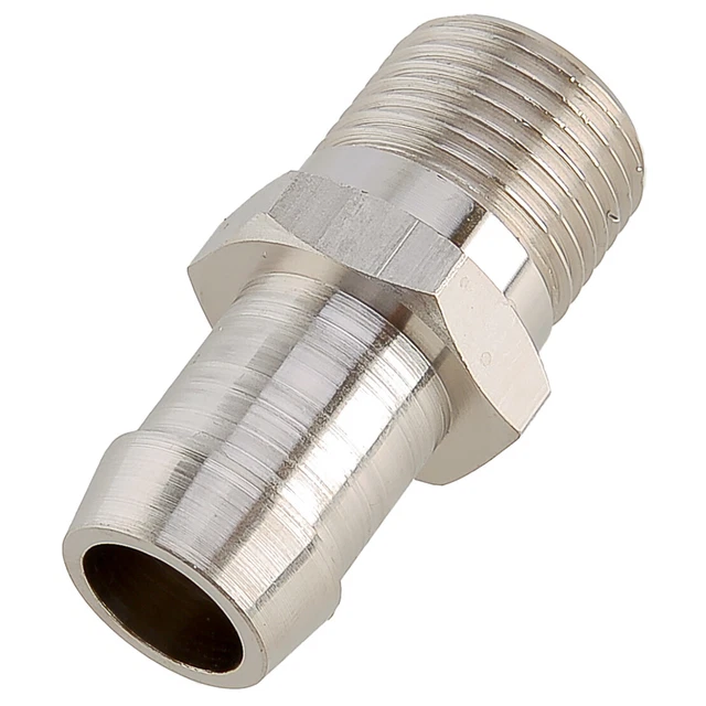 Chrome Steel Water Pump Heater Hose Fitting – 1/2" NPT To 3/4" Barb For Chevy SBC/BBC