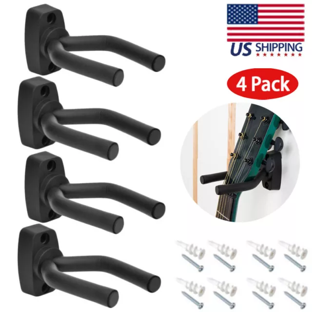 4Pack Wall Mount Guitar Hanger Hook Holder Display Stand Fits Mandolin Banjo