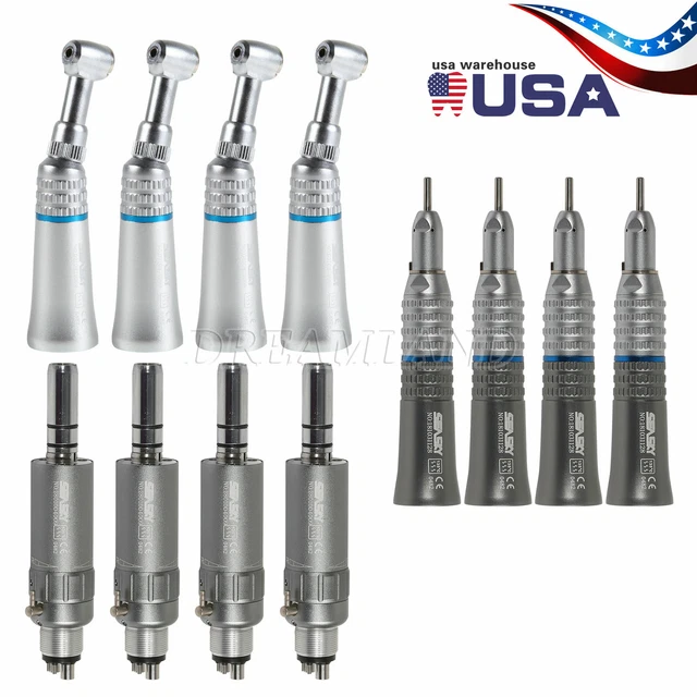 4Set NSK Style Dental Low Speed Straight Air Motor Contra Angle Handpiece 4H NV